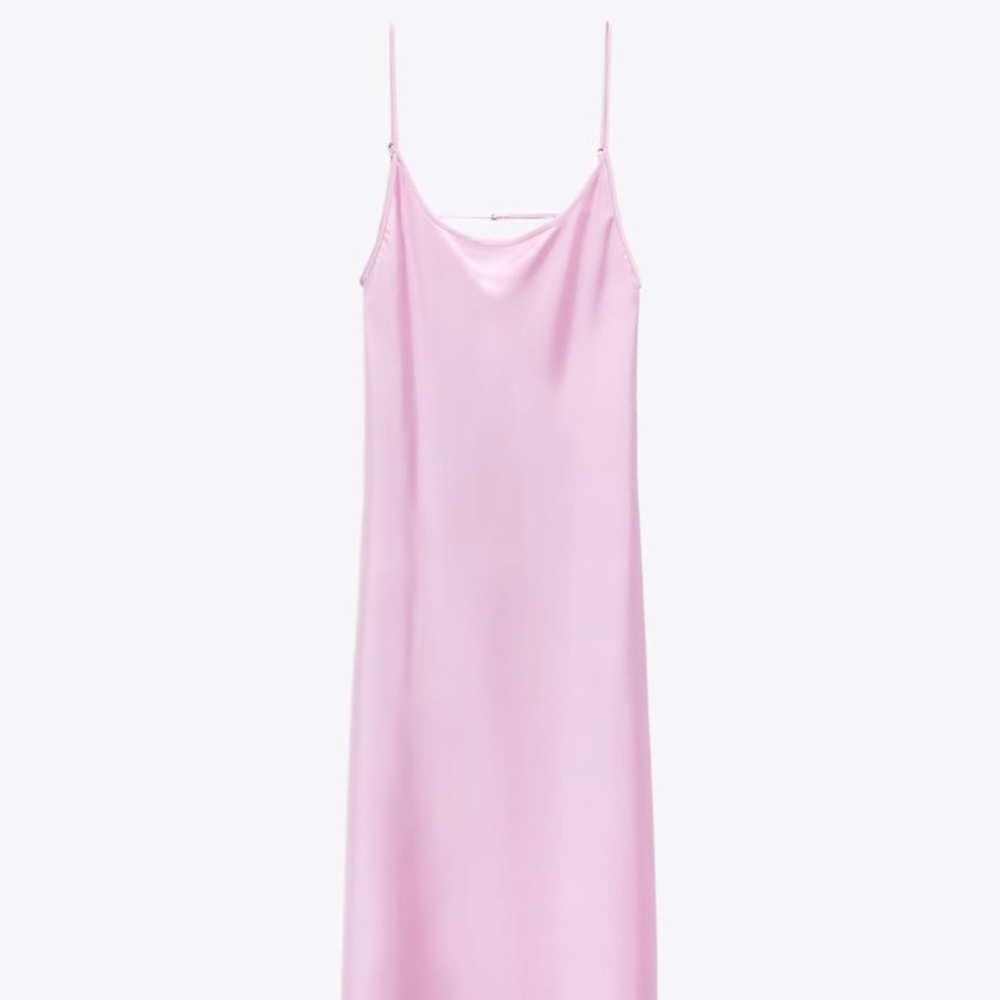 Pink Zara Satin Midi Dress